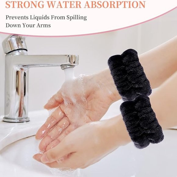 BOGOWomen's Face Washing Wristbands Wrist Towels for Washing Face 1 set(2 bands) - Picture 15 of 16